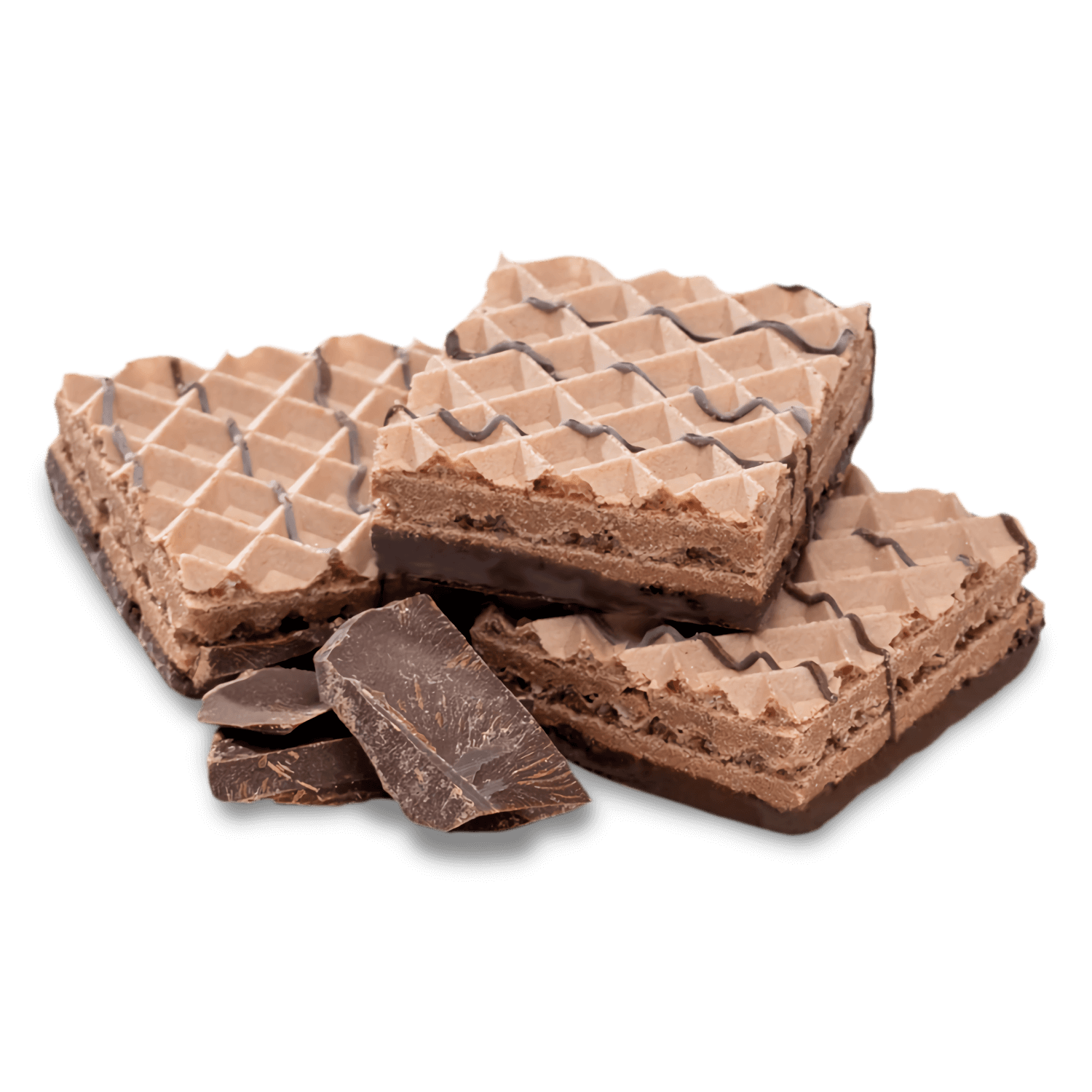 Delicious protein wafers with chocolate layers, perfect for a nutritious snack or post-workout boost.